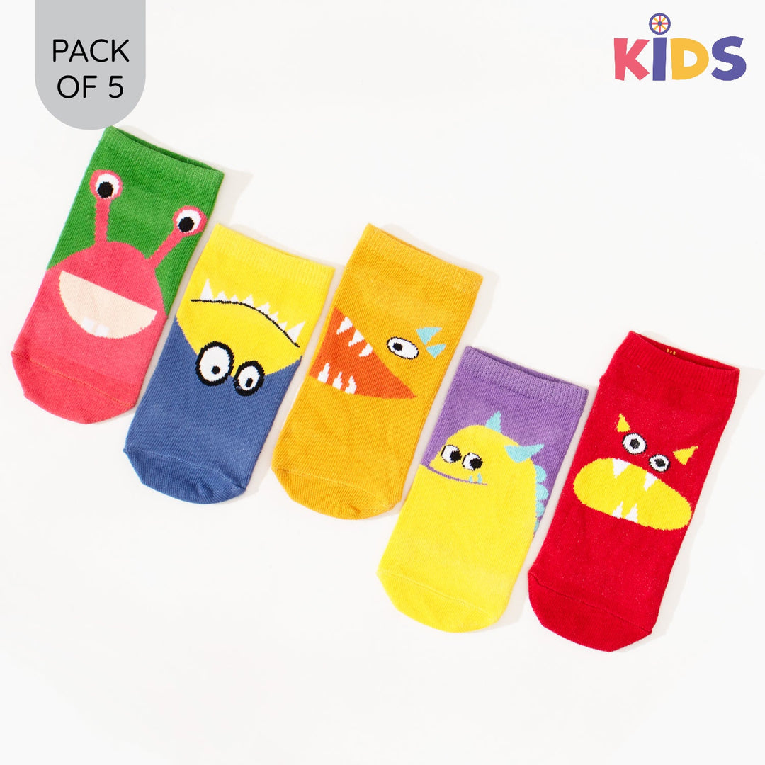 Kids: Cute Monsters Socks (Pack of 5)