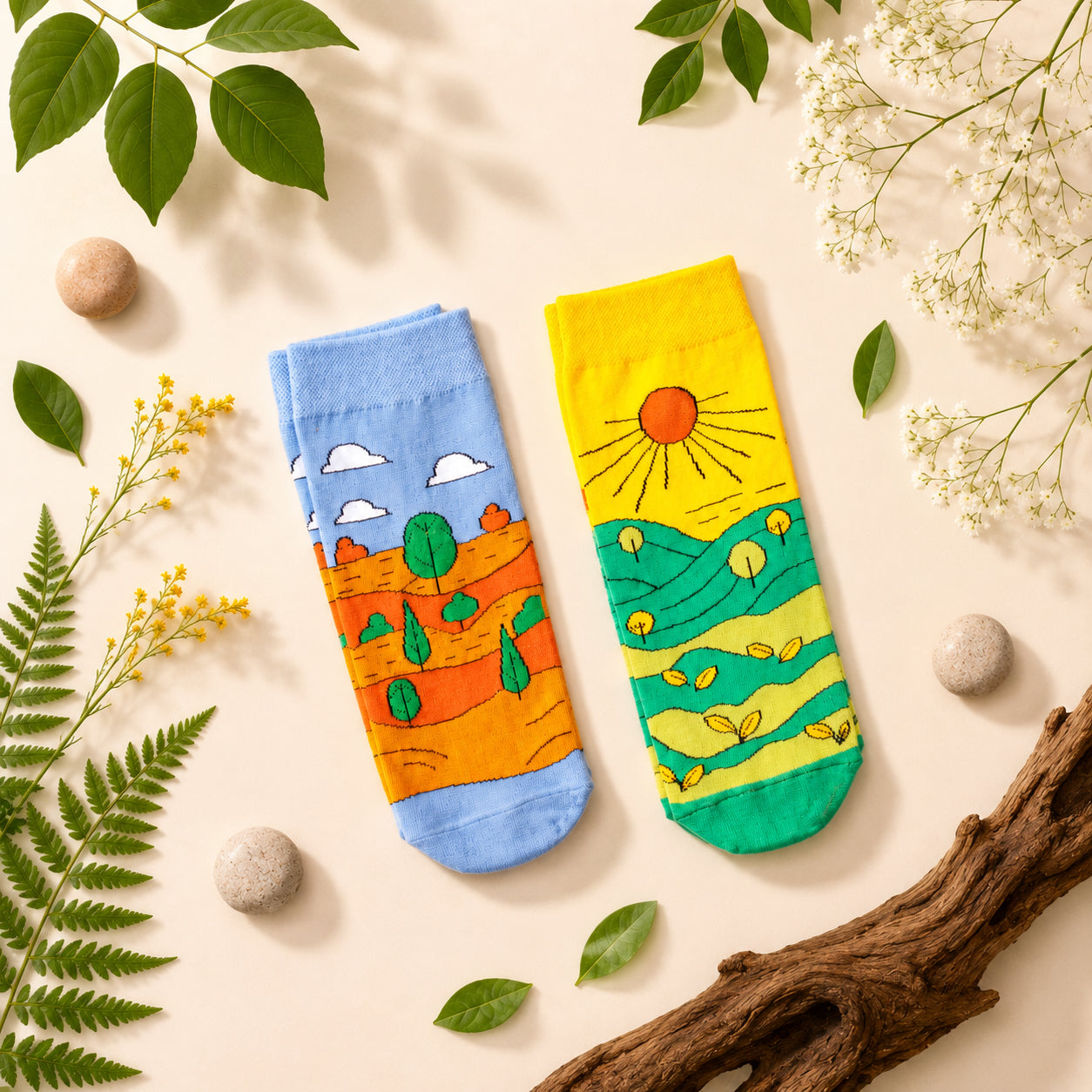 Nature-Themed Cotton Ankle Socks for Men & Women | Thela Gaadi