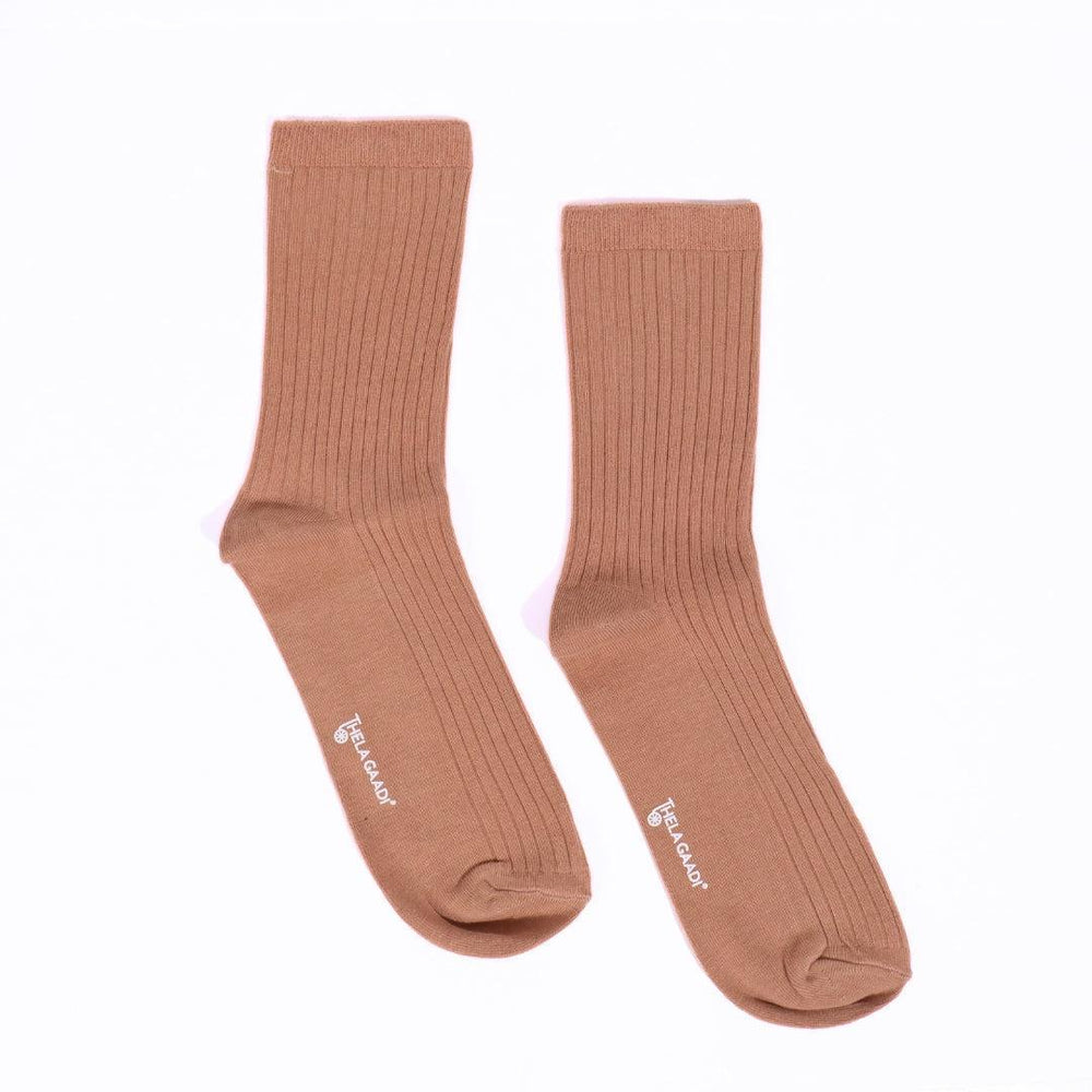Chocolate Solid Ribbed Socks