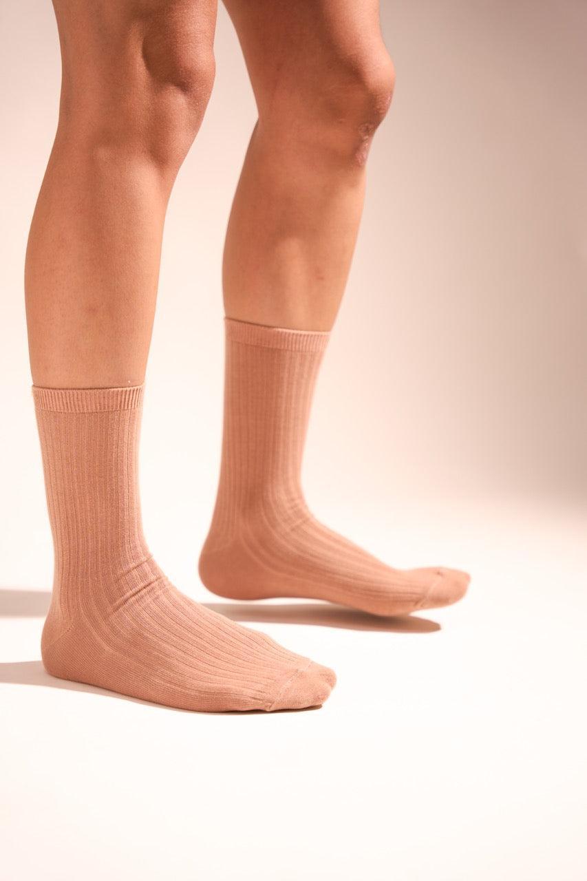 Chocolate Solid Ribbed Socks