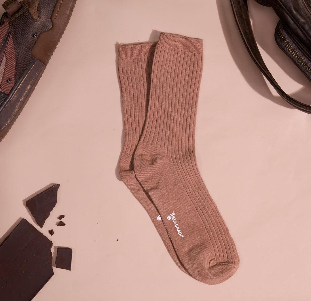Chocolate Solid Ribbed Socks