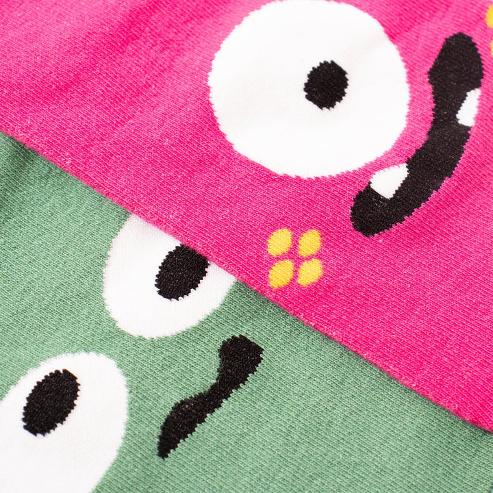 Comic Monster Pink & Green Socks