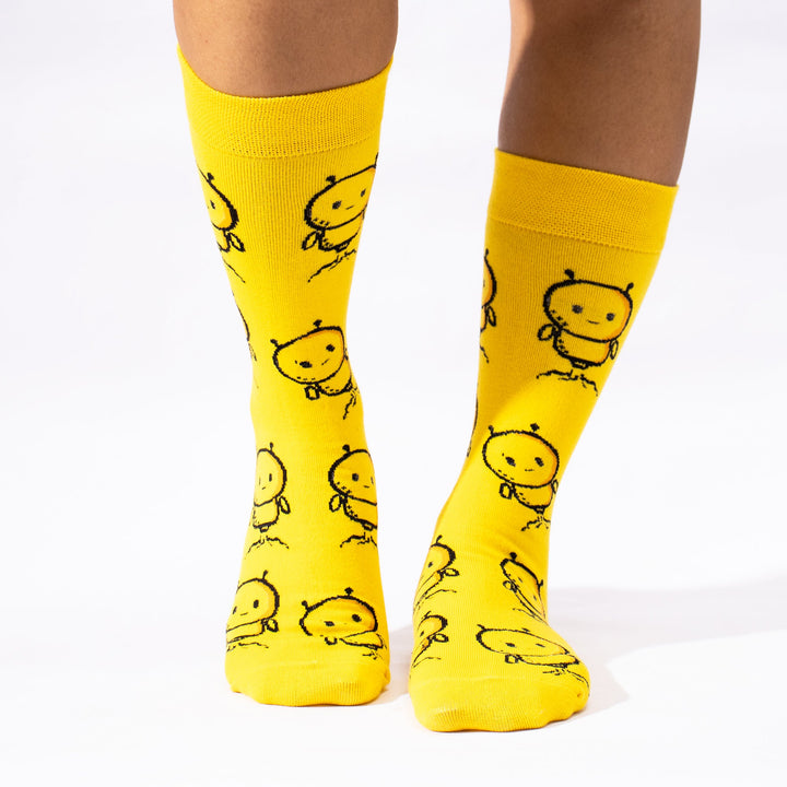 Cute Yellow Robot Socks