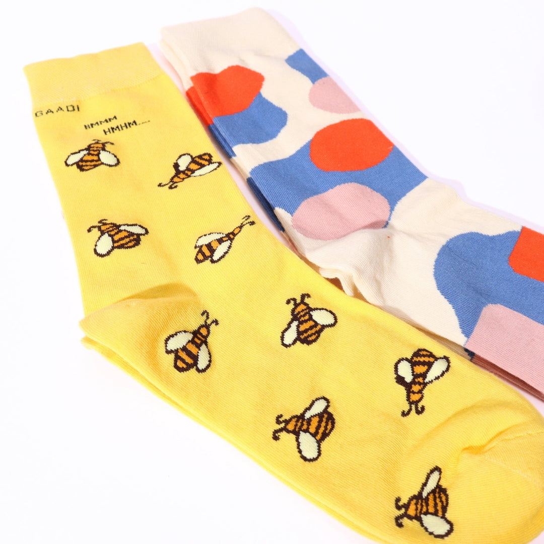 Honeybee & Abstract Crew Socks