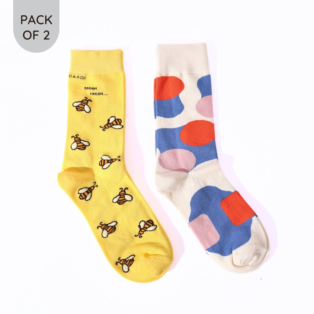 Honeybee & Abstract Crew Socks