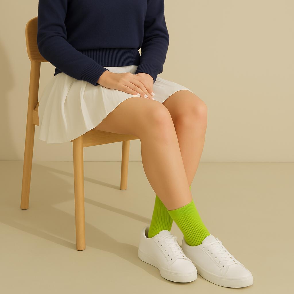 Neon Green Solid Ribbed Socks