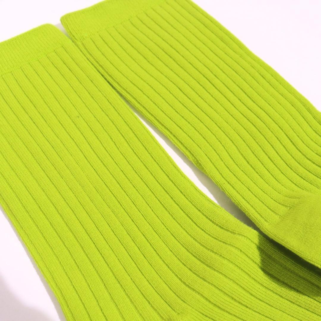 Neon Green Solid Ribbed Socks