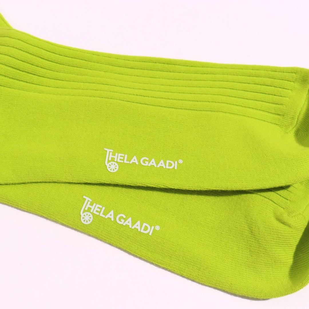 Neon Green Solid Ribbed Socks