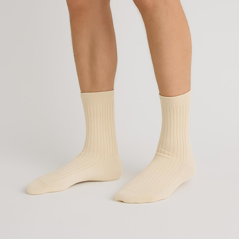 Oat Meal Solid Ribbed Socks