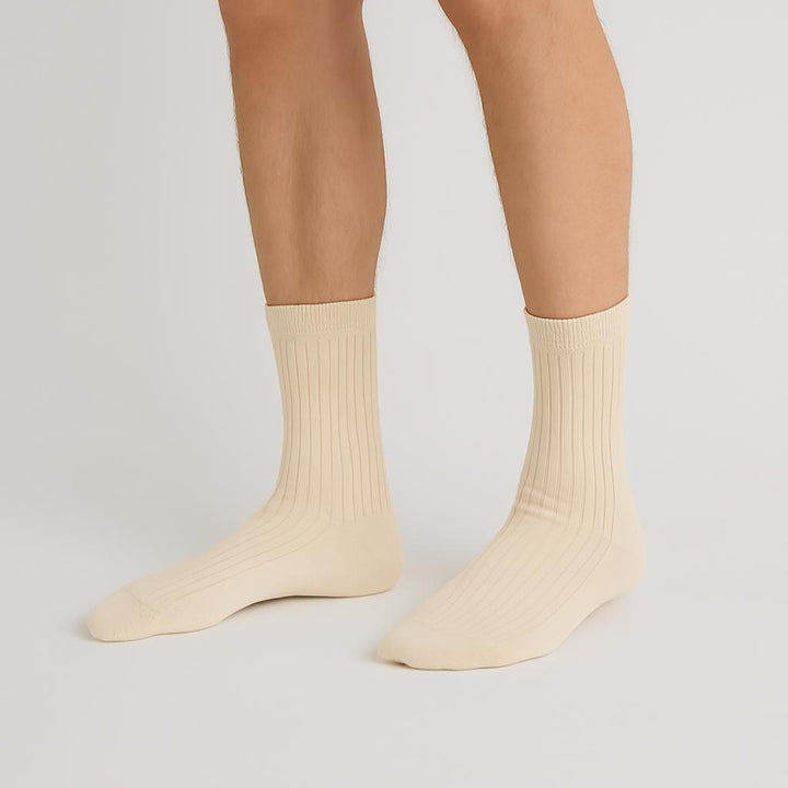 Oat Meal Solid Ribbed Socks