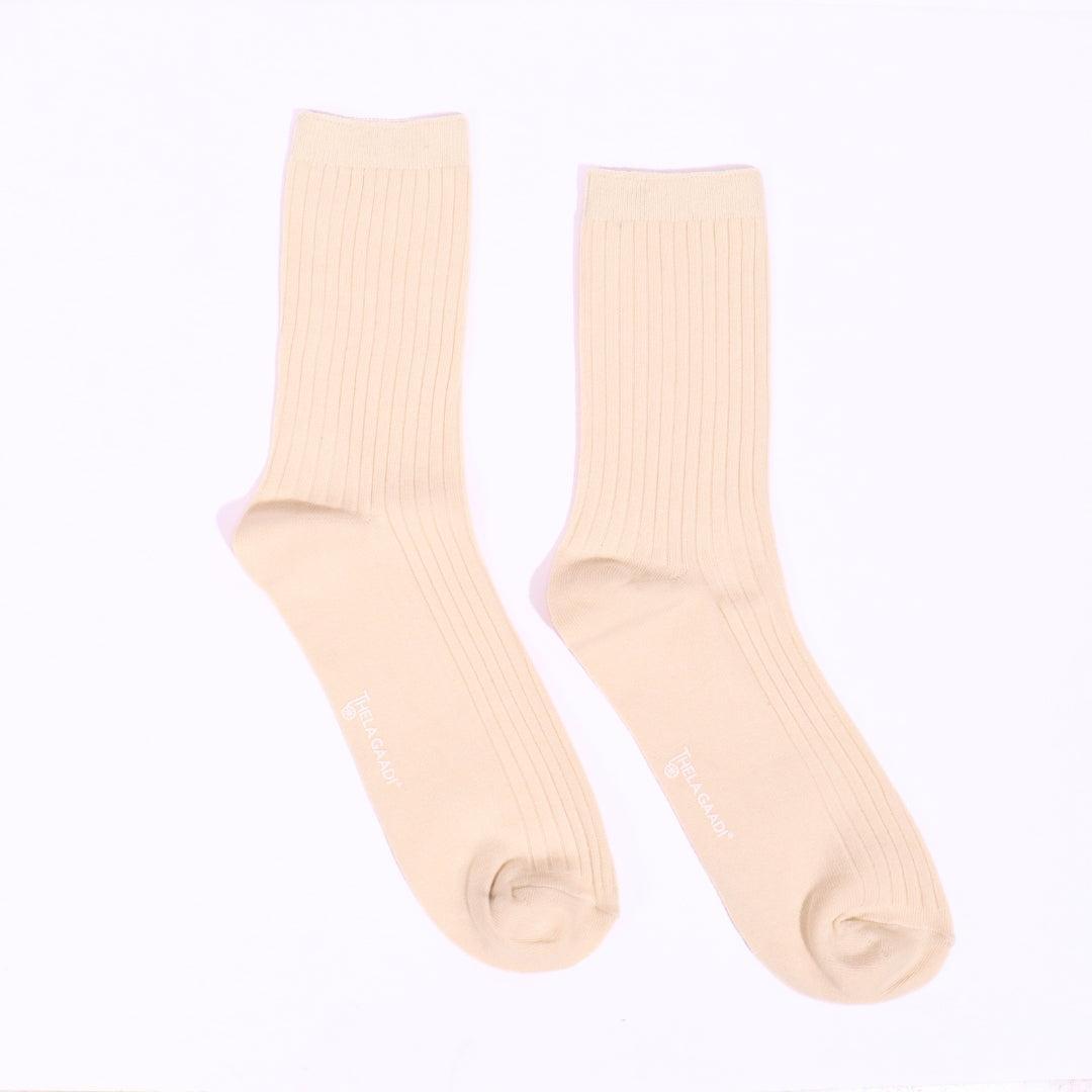 Oat Meal Solid Ribbed Socks