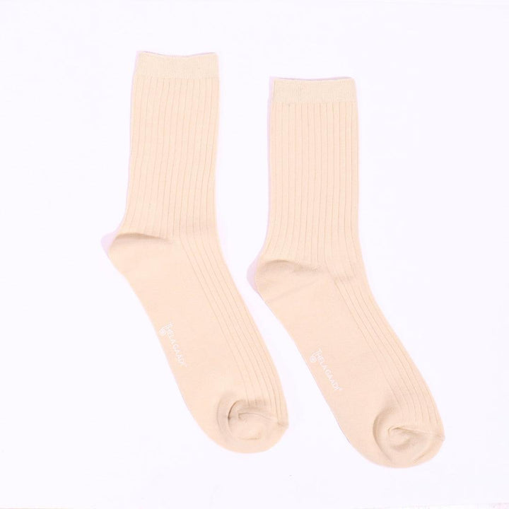Oat Meal Solid Ribbed Socks