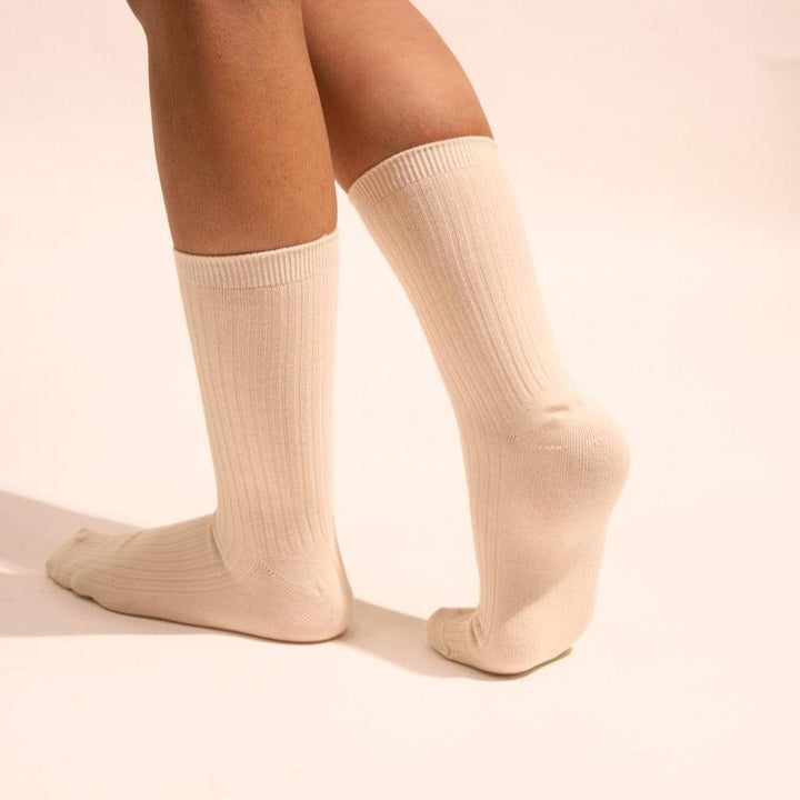 Oat Meal Solid Ribbed Socks
