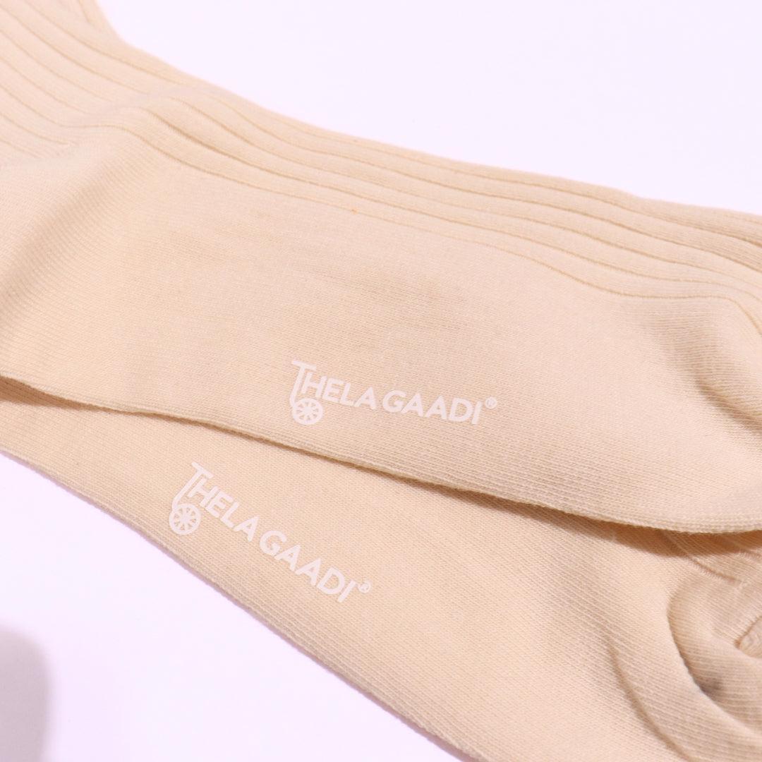 Oat Meal Solid Ribbed Socks