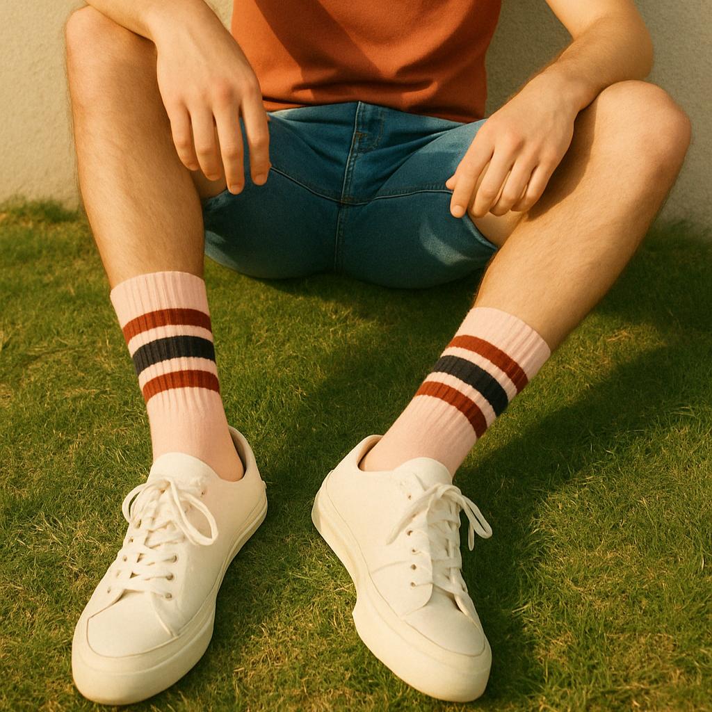 Rose Gold Vintage Socks with Stripes Comfy & Stylish | Thela Gaadi Rose Gold Vintage Socks with Stripes Comfy & Stylish | Thela Gaadi