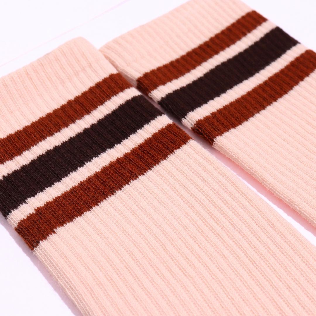 Rose Gold Vintage Socks with Stripes Comfy & Stylish | Thela Gaadi Rose Gold Vintage Socks with Stripes Comfy & Stylish | Thela Gaadi