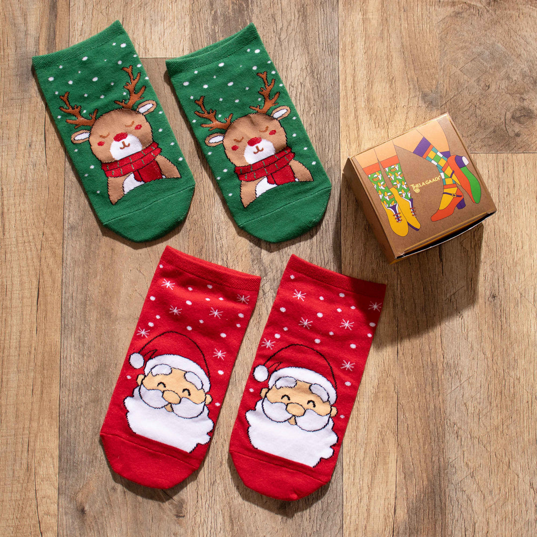 Santa and Reindeer Socks