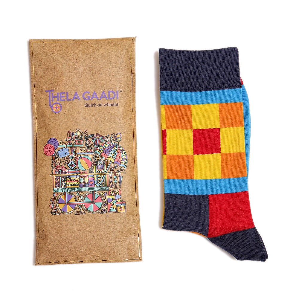 Yellow Square Socks | Thela Gaadi